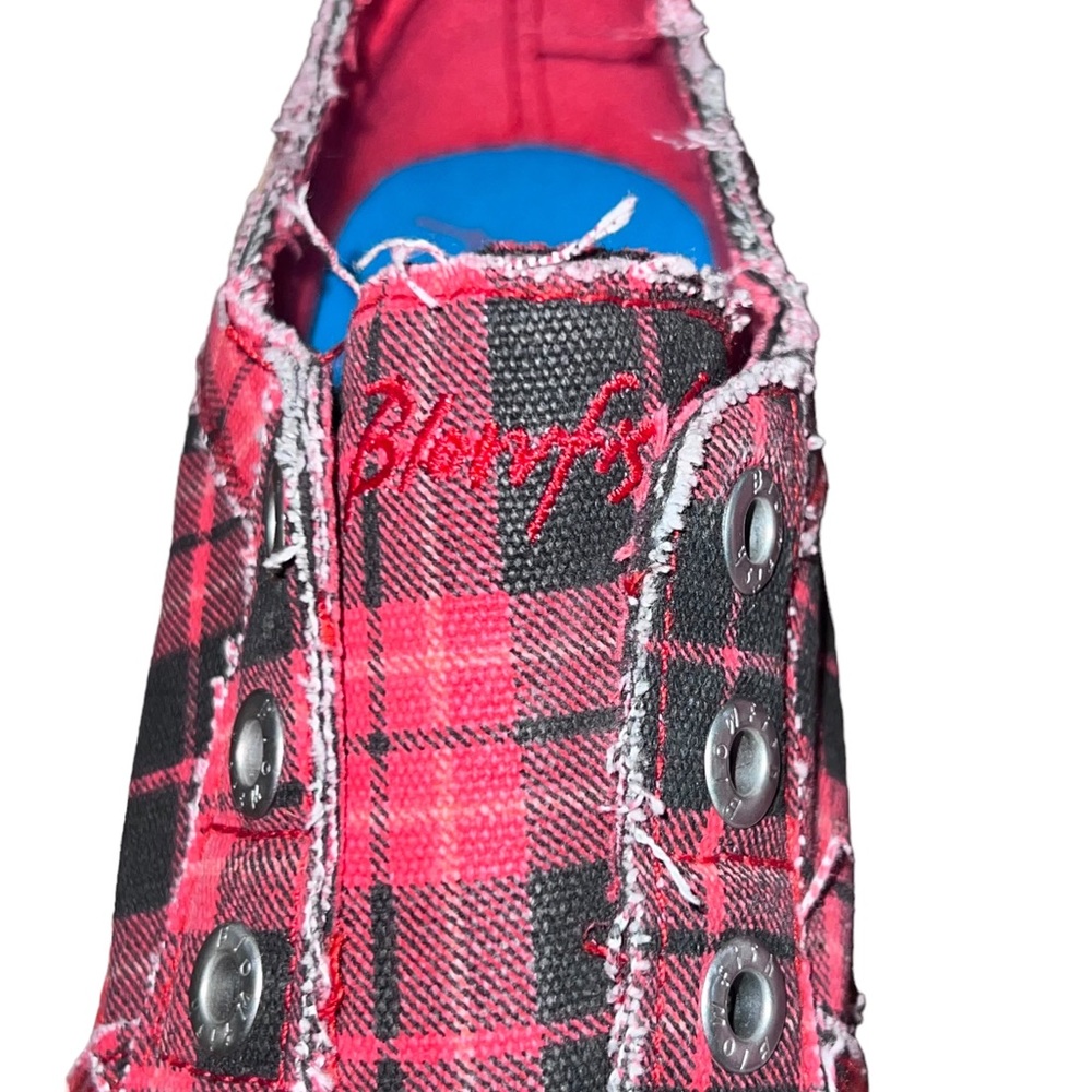💥6 HR Temp Price Drop💥 Blowfish Malibu Red Grand Canyon Plaid Slip On Sneakers - Picture 12 of 16